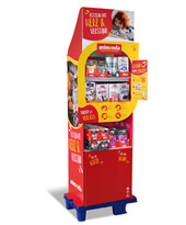 Regaldisplay ohne Krempelkanten mit Anstecker